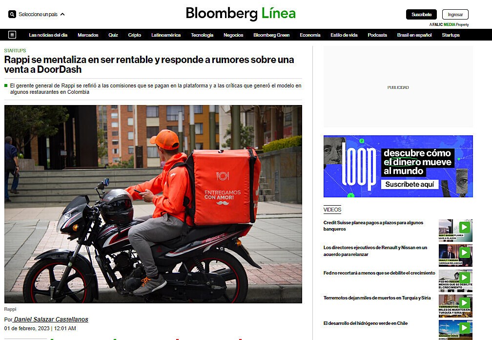 Rappi se mentaliza en ser rentable y responde a rumores sobre una venta a DoorDash